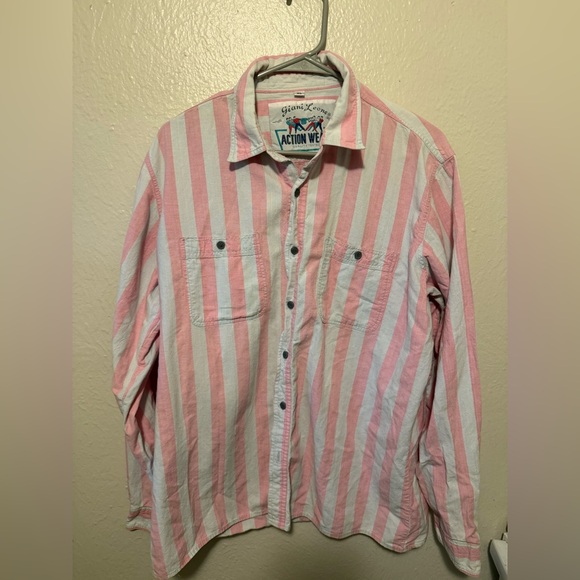 Vintage Pink and White Striped Men's Shirt - Picture 1 of 4